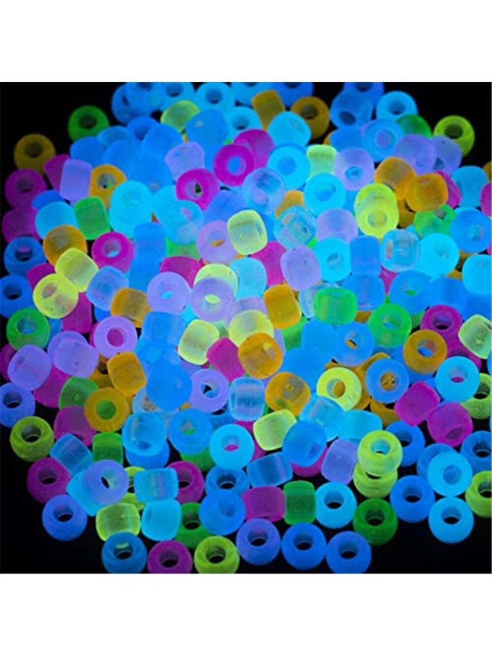 1000Pcs Glow in The Dark Pony Beads Bulk for Hair Kandi Bracelet Keychains - Picture 1 of 6